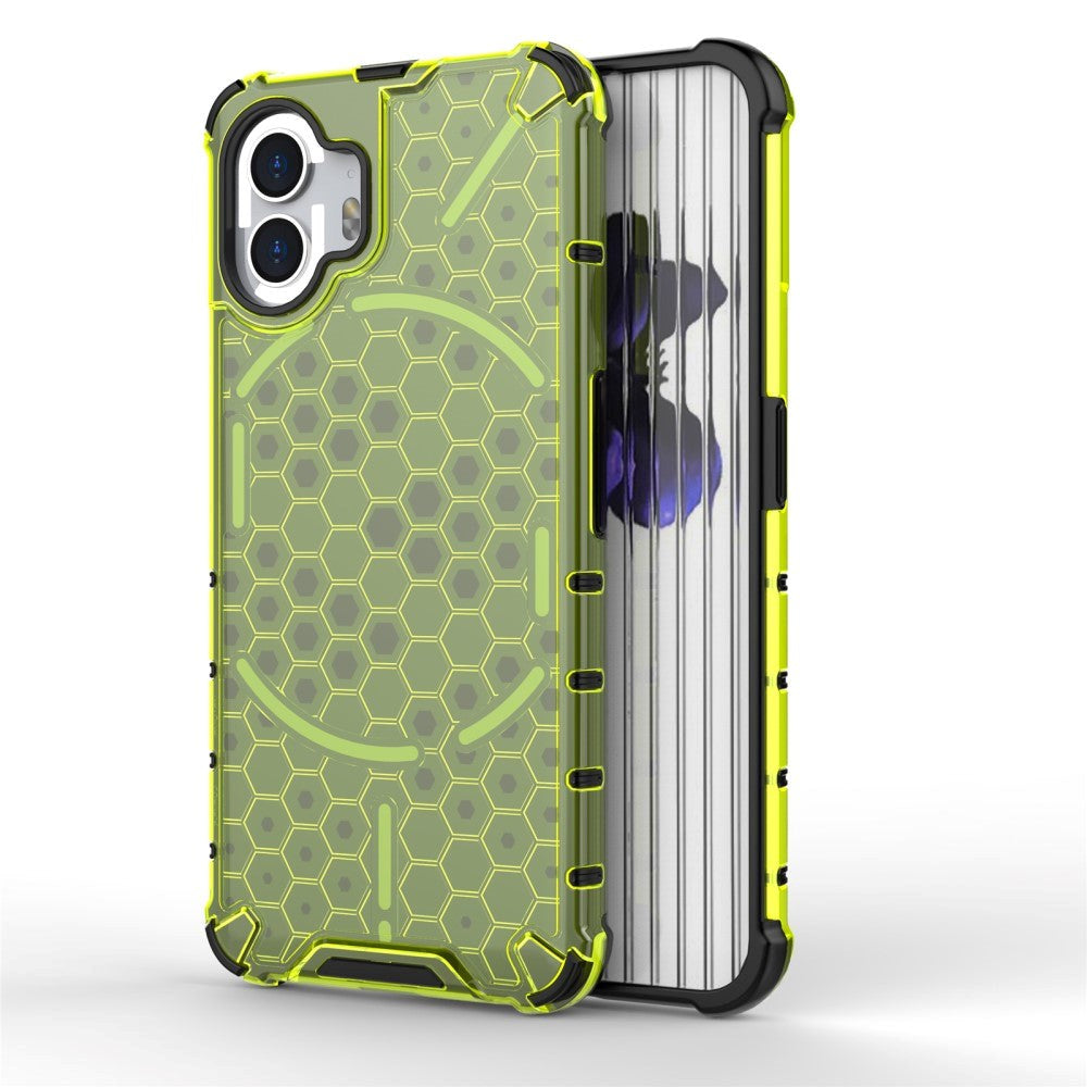 Nothing Phone (2) Honeycomb Pattern Hybrid Bagside Cover - Grøn