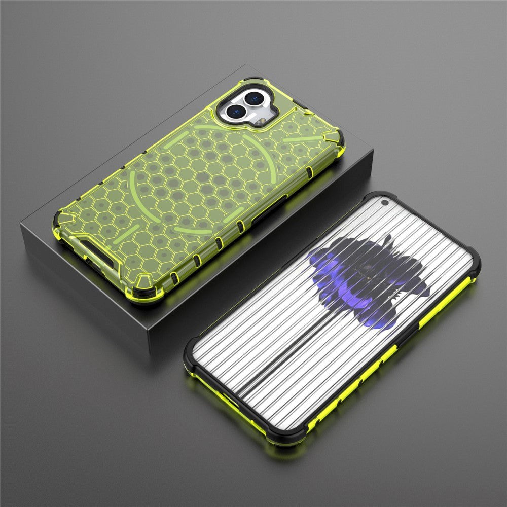 Nothing Phone (2) Honeycomb Pattern Hybrid Bagside Cover - Grøn