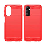 Samsung Galaxy A25 (5G) Brushed Carbon Fiber Fleksibelt Plastik Bagside Cover - Rød