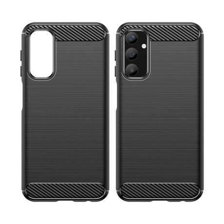 Samsung Galaxy A25 (5G) Brushed Carbon Fiber Fleksibelt Plastik Bagside Cover - Sort