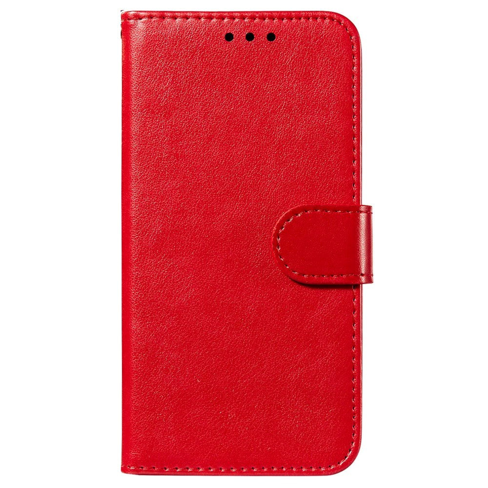 Xiaomi Redmi 12C Læder Flip Cover m. Pung og Strop - Rød