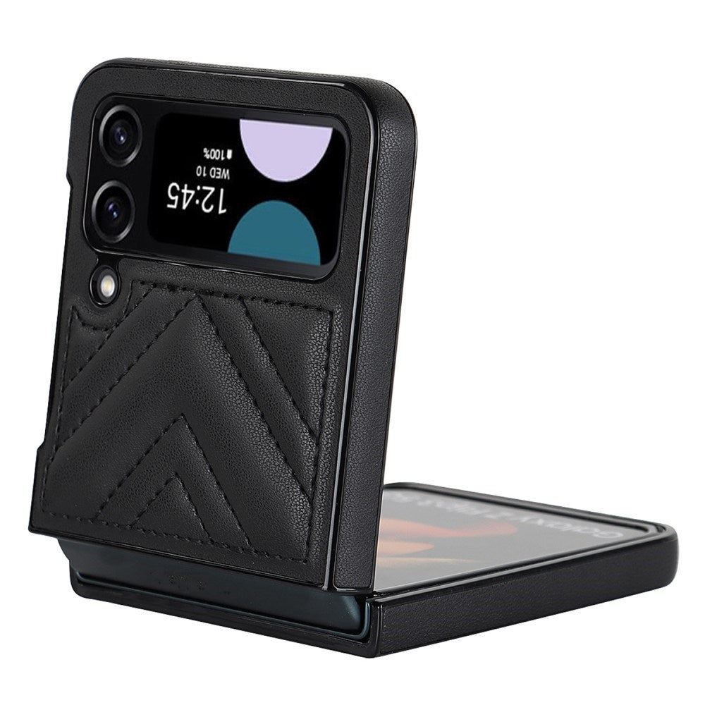 EIDERWOOD Samsung Galaxy Z Flip4 (5G) Kunstlæder Bagside Cover m. V-Design - Sort