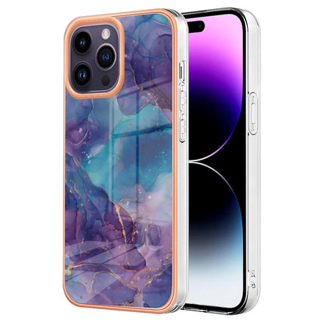 iPhone 15 Pro Hybrid Plastik Bagside Cover - Lilla Marmor