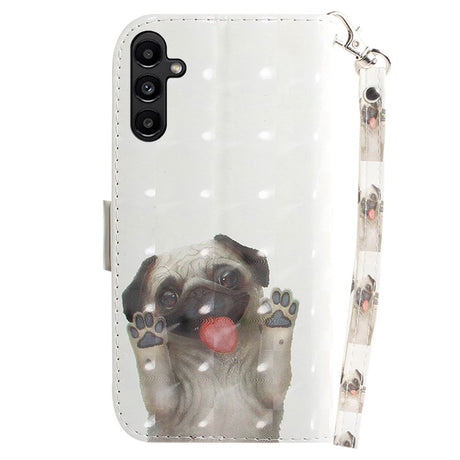 Samsung Galaxy A25 (5G) Læder Flip Cover m. Print & Strop - Pug