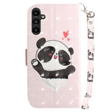 Samsung Galaxy A25 (5G) Læder Flip Cover m. Print & Strop - Glad Panda