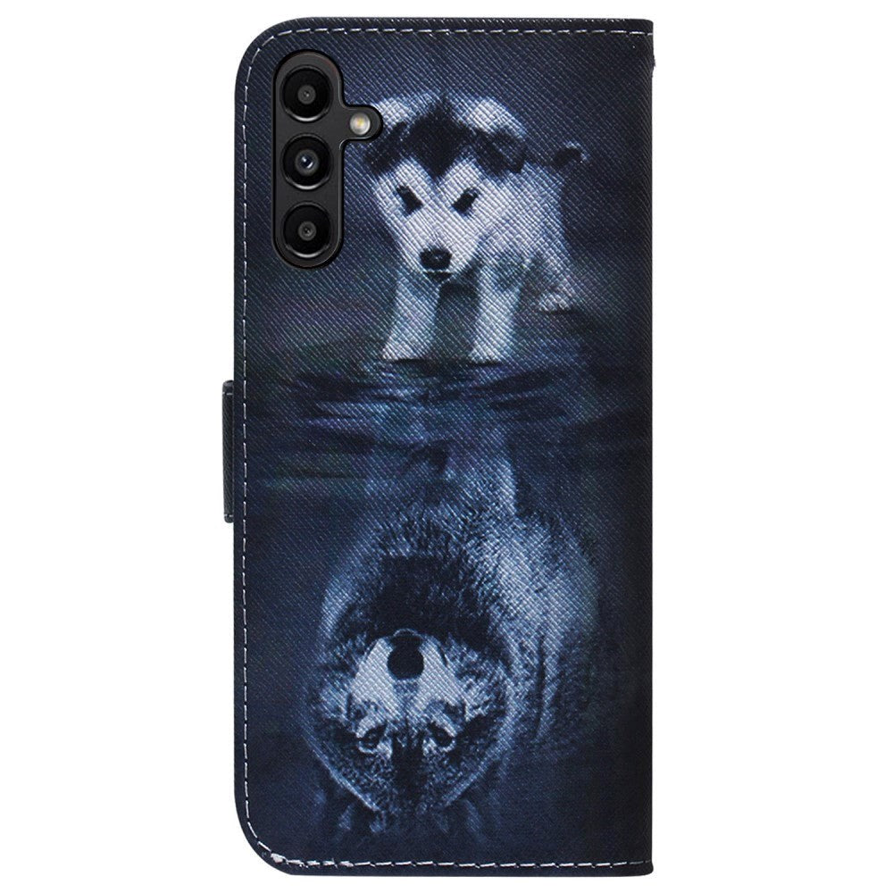 Samsung Galaxy A25 (5G) Læder Flip Cover m. Pung & Print - Hund & Ulv