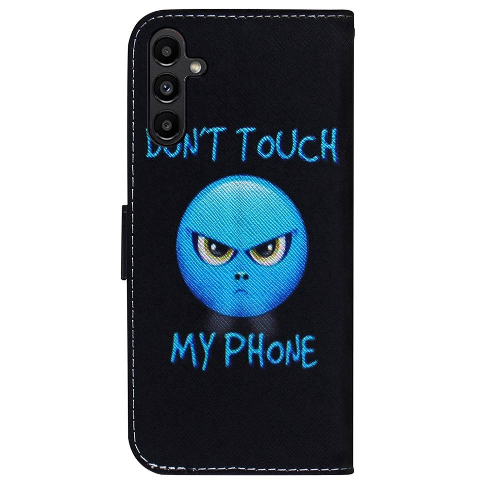 Samsung Galaxy A25 (5G) Læder Flip Cover m. Pung & Print - "Don't Touch My Phone"