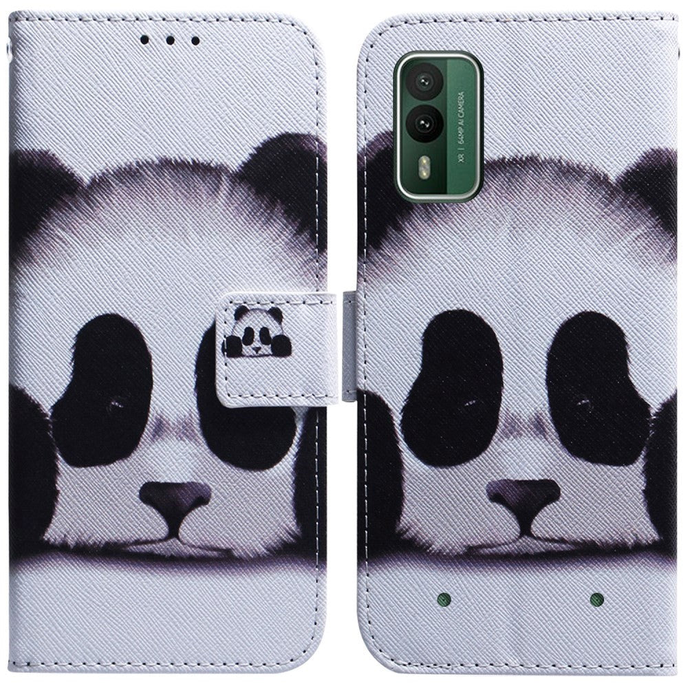 Nokia XR21 Læder Flip Cover m. Pung & Print - Panda