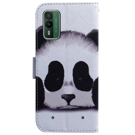 Nokia XR21 Læder Flip Cover m. Pung & Print - Panda