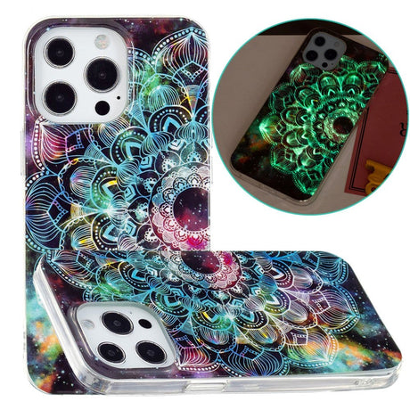 iPhone 15 Pro Selvlysende Fleksibel Bagside Cover af Plastik m. Print - Mandala