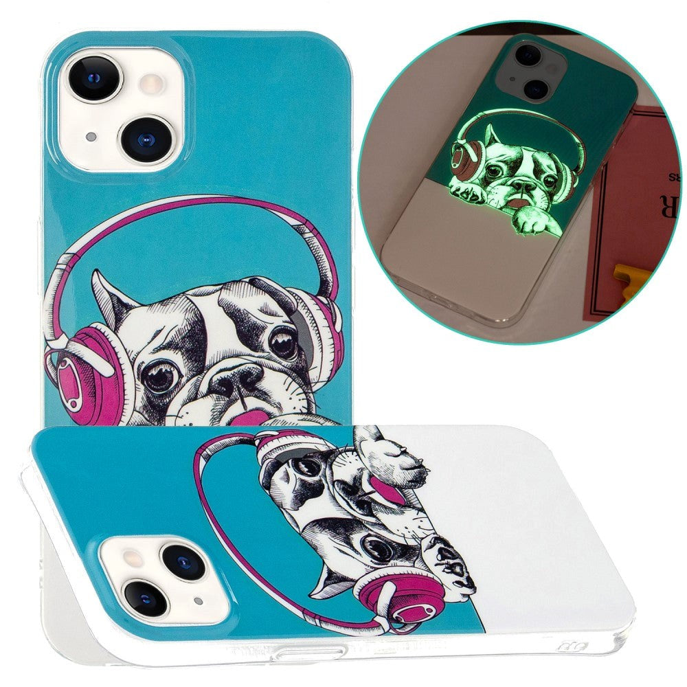 iPhone 15 Selvlysende Fleksibel Bagside Cover af Plastik m. Print - Fransk Bulldog