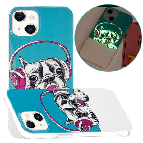 iPhone 15 Selvlysende Fleksibel Bagside Cover af Plastik m. Print - Fransk Bulldog