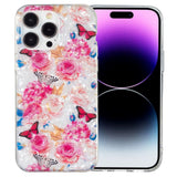 iPhone 15 Pro Fleksibel Plastik Bagside Cover - Farverig m. Blomster