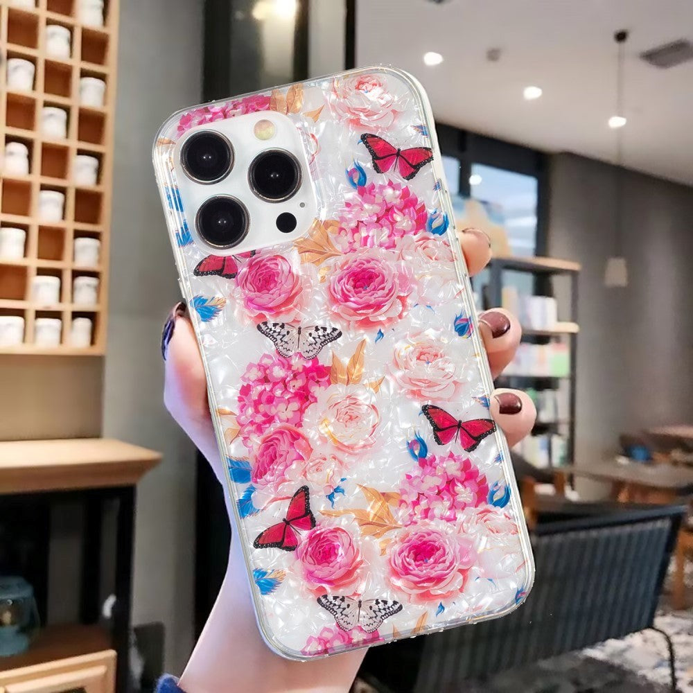 iPhone 15 Pro Fleksibel Plastik Bagside Cover - Farverig m. Blomster