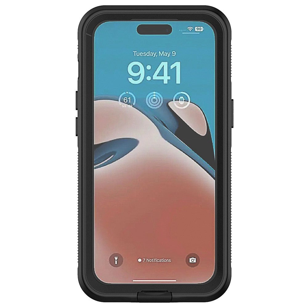 iPhone 15 Pro Vandtæt Håndværker Cover - Gennemsigtig / Sort