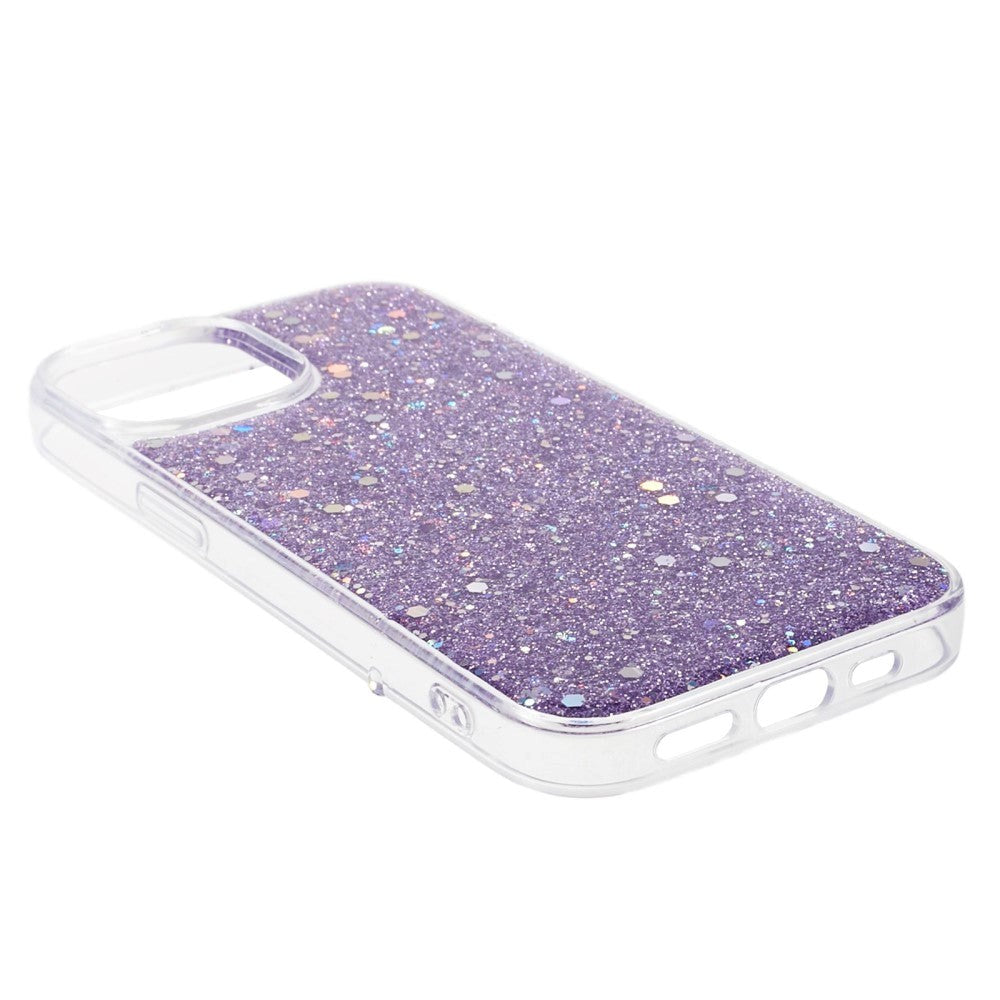 iPhone 15 Glitter Bagside Cover - Lilla