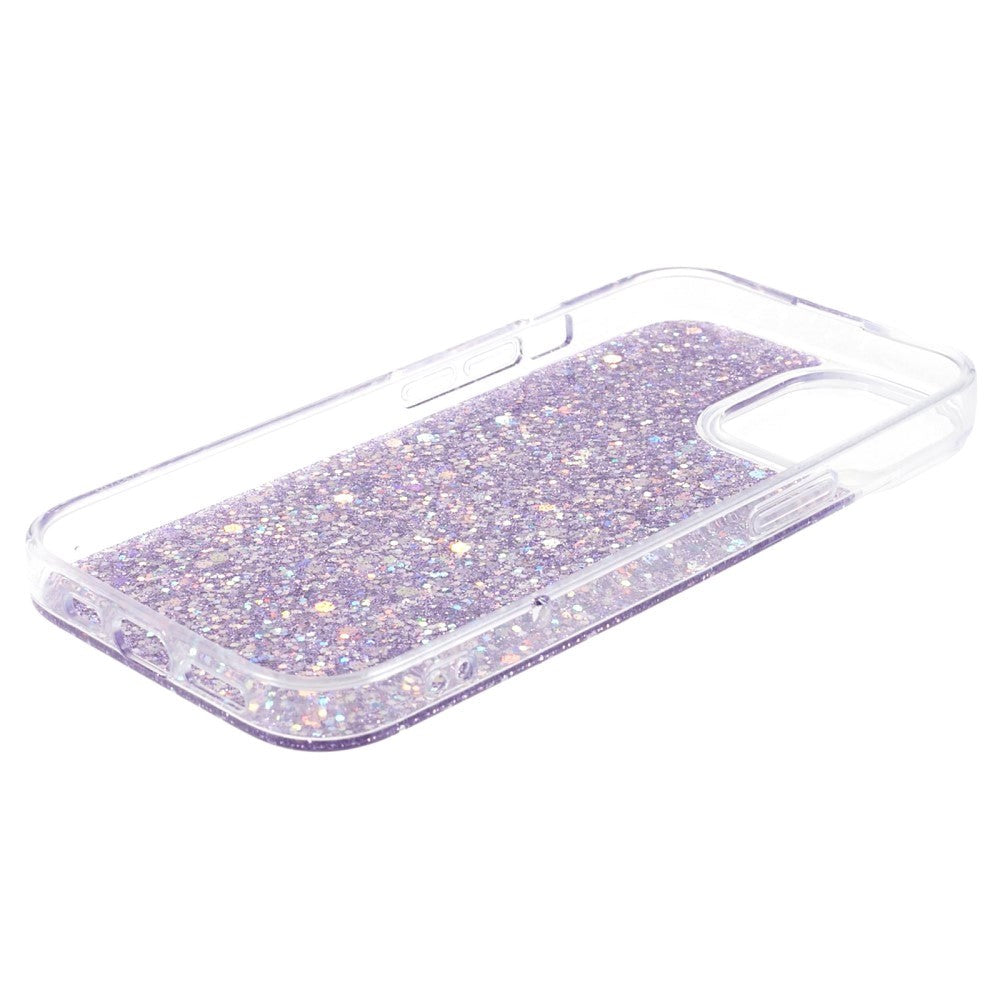 iPhone 15 Glitter Bagside Cover - Lilla