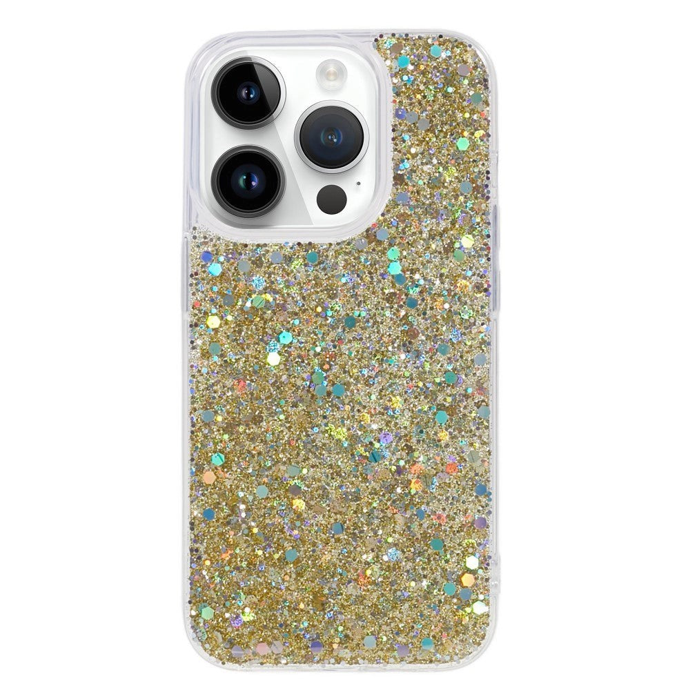 iPhone 15 Pro Glimmer Bagside Cover - Guld