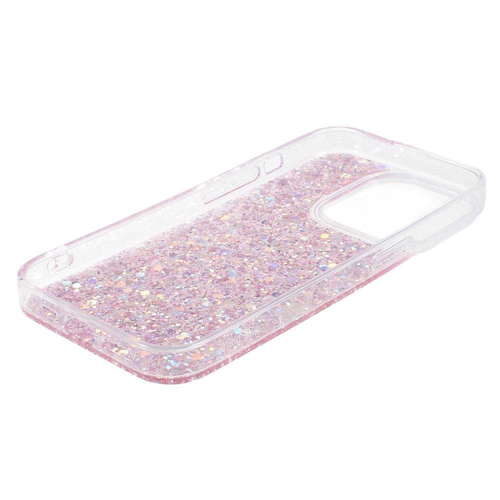 iPhone 15 Pro Glitter Bagside Cover - Lyserød