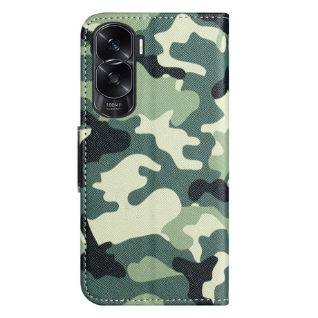 Honor 90 Lite Læder Flip Cover m. Pung & Ståfunktion - Camouflage