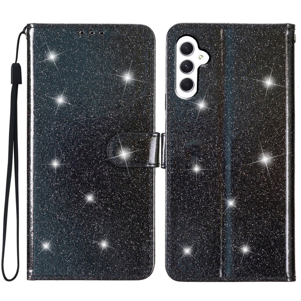 Samsung Galaxy S23 FE Læder Flip Cover m. Pung & Strop - Glimmer - Sort