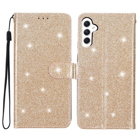 Samsung Galaxy S23 FE Læder Flip Cover m. Pung & Strop - Glimmer - Guld