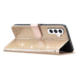 Samsung Galaxy S23 FE Læder Flip Cover m. Pung & Strop - Glimmer - Guld