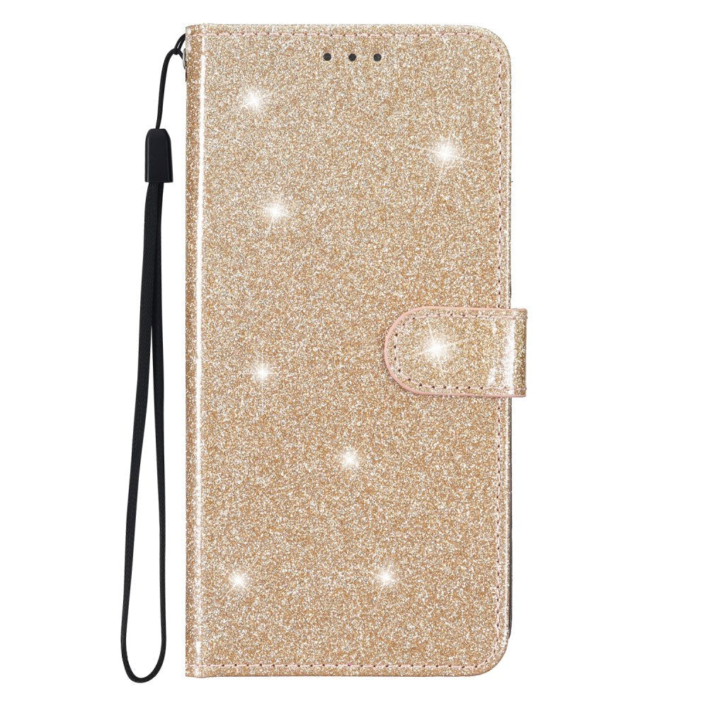 Samsung Galaxy S23 FE Læder Flip Cover m. Pung & Strop - Glimmer - Guld