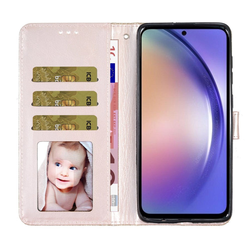 Samsung Galaxy A25 (5G) Læder Flip Cover m. Pung & Strop - Glimmer - Guld