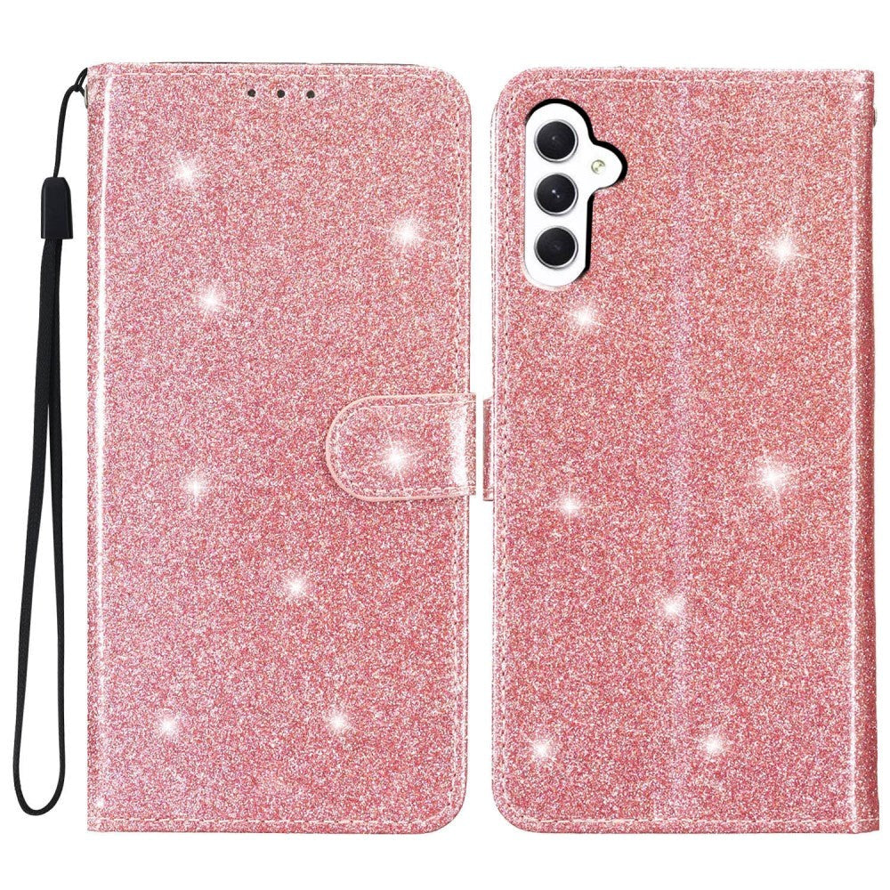 Samsung Galaxy A25 (5G) Læder Flip Cover m. Pung & Strop - Glimmer - Rose Gold