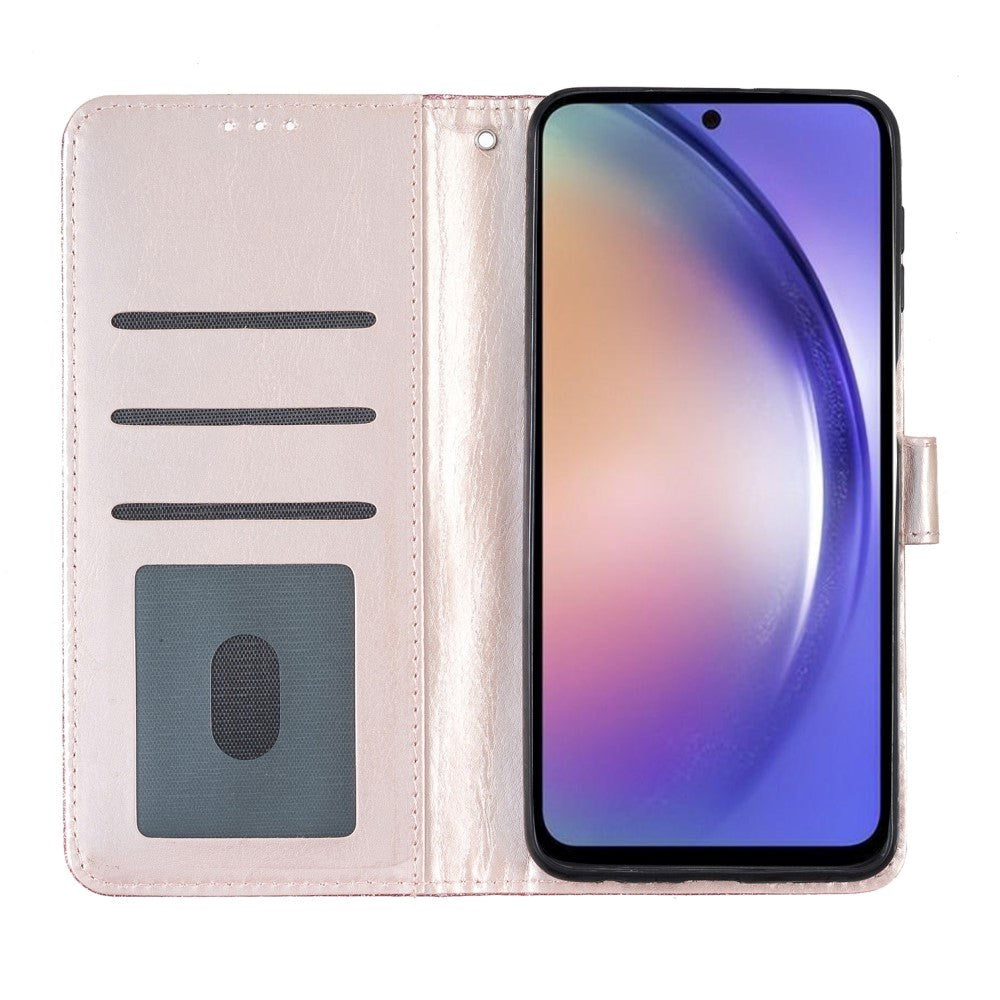 Samsung Galaxy A25 (5G) Læder Flip Cover m. Pung & Strop - Glimmer - Rose Gold