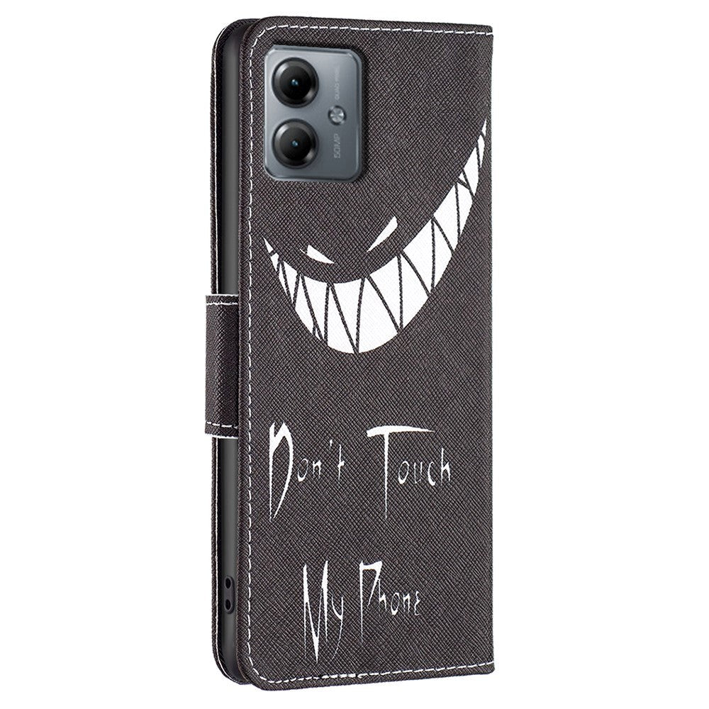 Motorola Moto G14 Cover m. Pung i Læder - Don't Touch My Phone