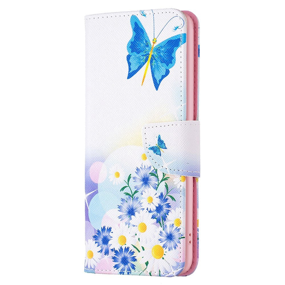 Motorola Moto G14 Cover m. Pung i Læder - Sommerfugl & Blomster