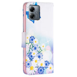 Motorola Moto G14 Cover m. Pung i Læder - Sommerfugl & Blomster