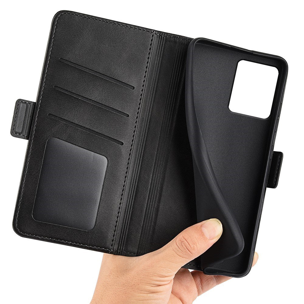 EIDERWOOD Motorola Moto G14 Blankt Læder Flip Cover m. Pung & Ståfunktion - Sort