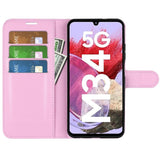 Samsung Galaxy M34 (5G) / F34 (5G) Litchi Læder Flip Cover m. Pung - Baby Lyserød