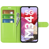 Samsung Galaxy M34 (5G) / F34 (5G) Litchi Læder Flip Cover m. Pung - Grøn