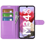 Samsung Galaxy M34 (5G) / F34 (5G) Litchi Læder Flip Cover m. Pung - Lilla