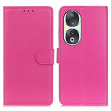 Honor 90 Litchi Læder Flip Cover m. Pung - Pink