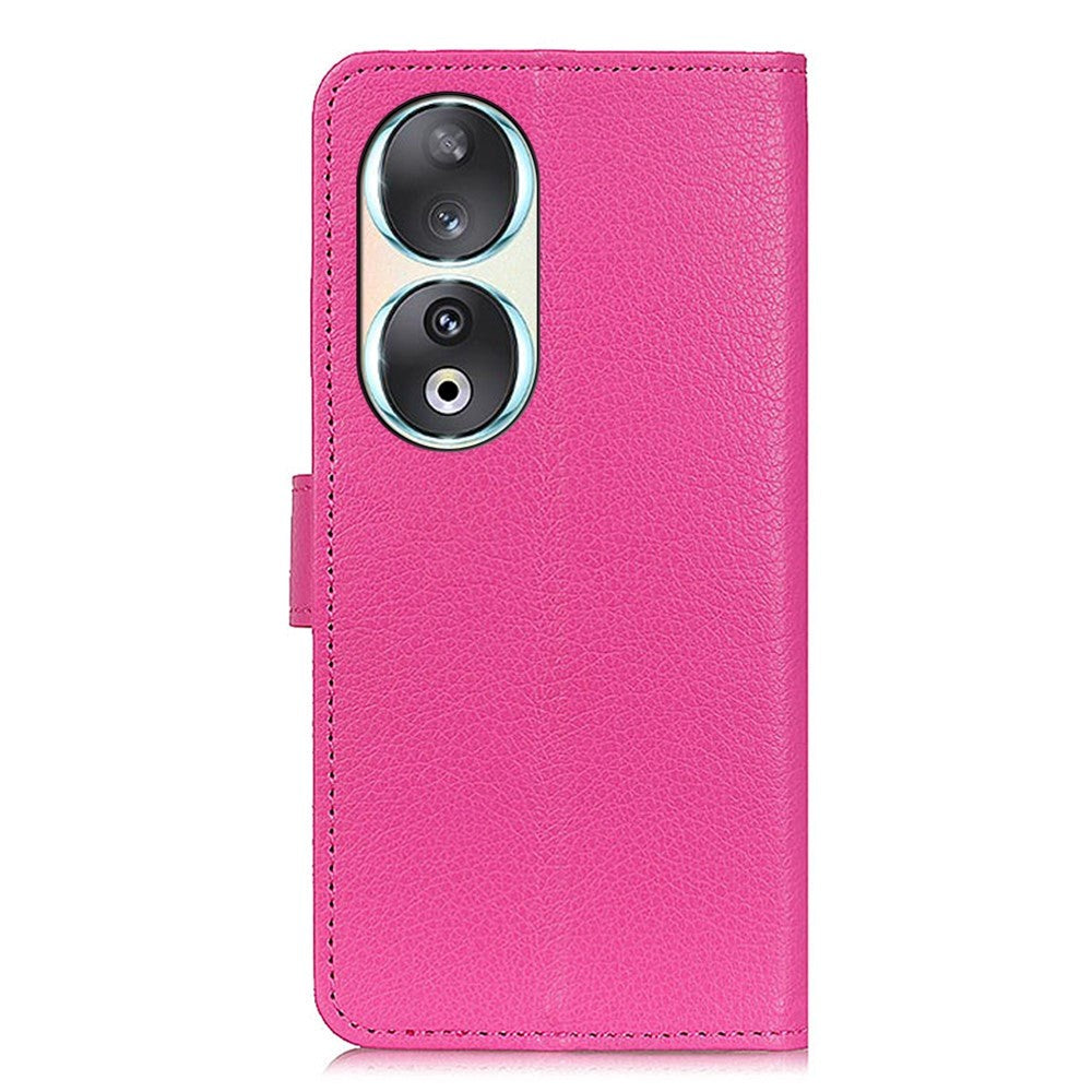 Honor 90 Litchi Læder Flip Cover m. Pung - Pink