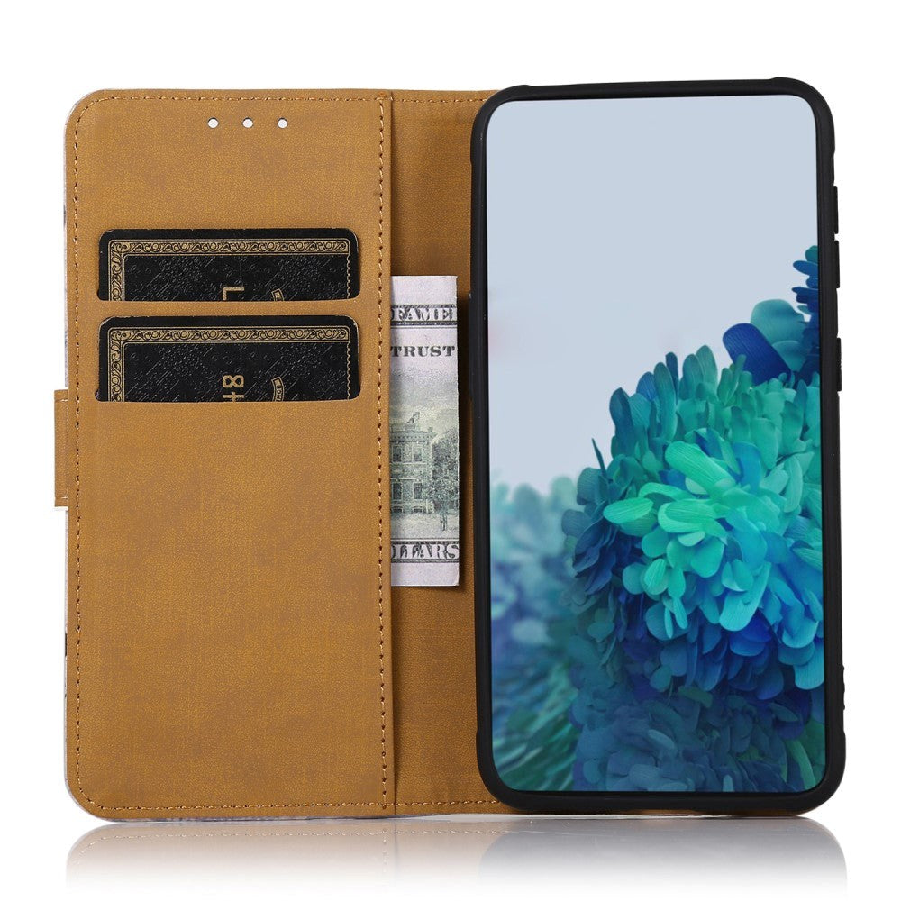 Sony Xperia 5 V Læder Flip Cover m. Pung - Rødt Træ