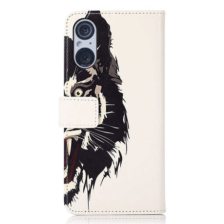 Sony Xperia 5 V Læder Flip Cover m. Pung - Tiger