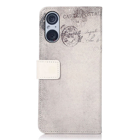 Sony Xperia 5 V Læder Flip Cover m. Pung - Kat m. Hjerte