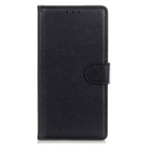 Sony Xperia 5 V Litchi Læder Flip Cover m. Pung - Sort