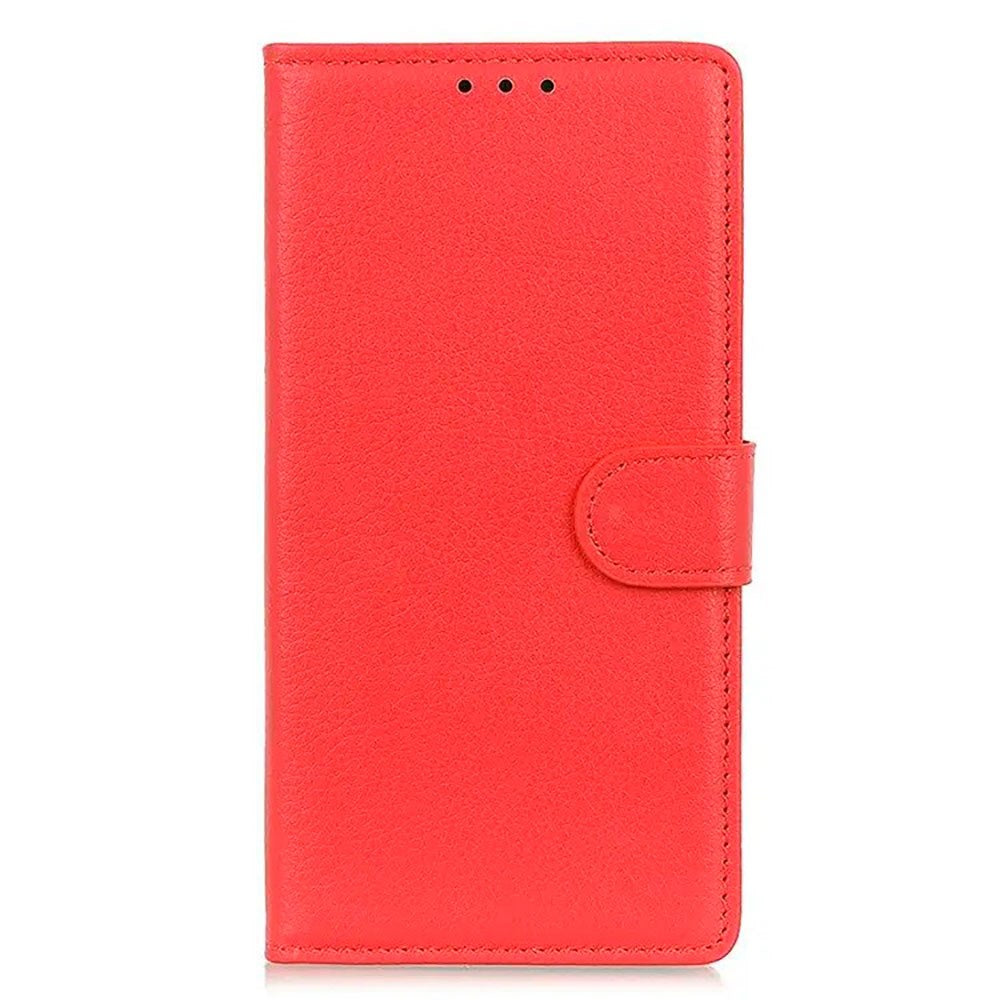 Sony Xperia 5 V Litchi Læder Flip Cover m. Pung - Rød