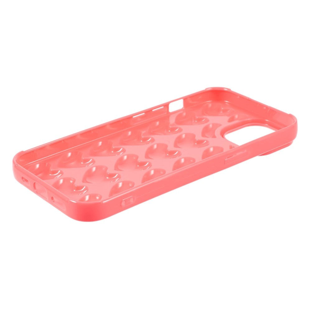 iPhone 15 Pro Fleksibelt Plastik Bagside Cover m. Små Hjerter - Pink