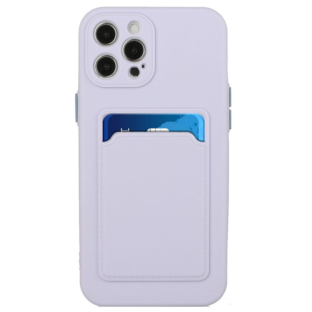 iPhone 15 Pro Fleksibelt Plastik Bagside Cover m. Kortholder - Lilla