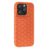 iPhone 15 Pro Fleksibelt Plastik Bagside Cover - Flettet Tekstur - Orange