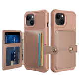 iPhone 15 Hybrid Bagside Cover m. Pung - Rose Gold