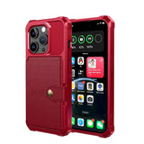 iPhone 15 Pro Hybrid Bagside Cover m. Pung - Rød